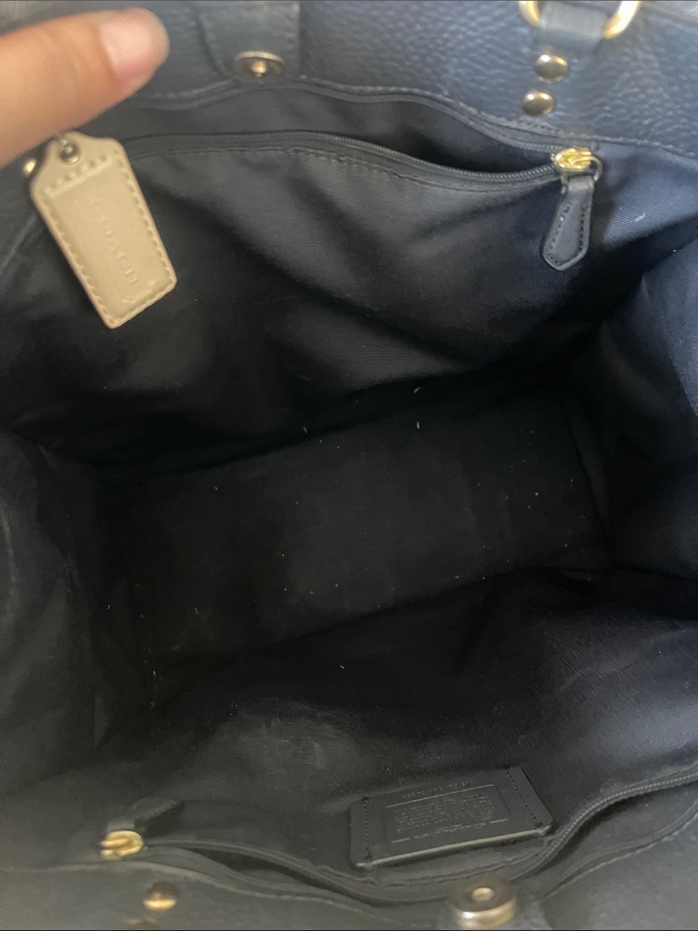 Coach Dempsey Tote  signature denim and a circular leather logo patch. - Picture 9 of 9
